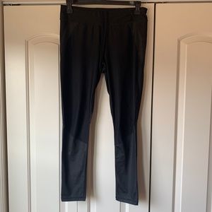 Women’s Athletic Leggings - Black & Faux Leather L